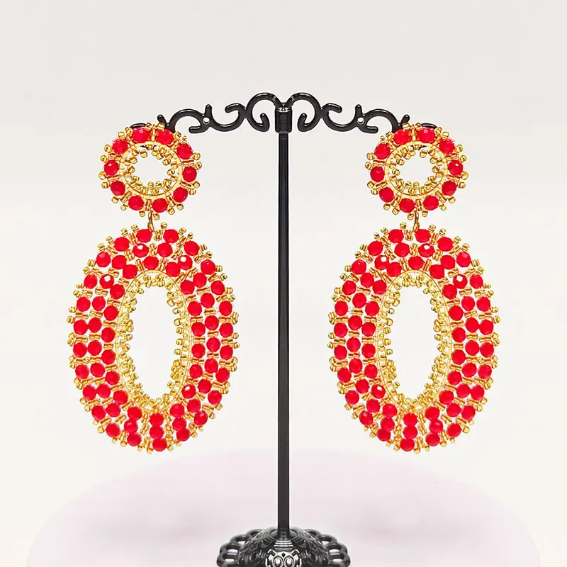 Beaded earrings Ellipsoid Originality Geometry Crystal Red. Hand knitting Bohemia Alloy Tide Simple Rice bead earrings
Beaded earrings Ellipsoid Originality Geometry Crystal Red. Hand knitting Bohemia Alloy Tide Simple Rice bead earrings
