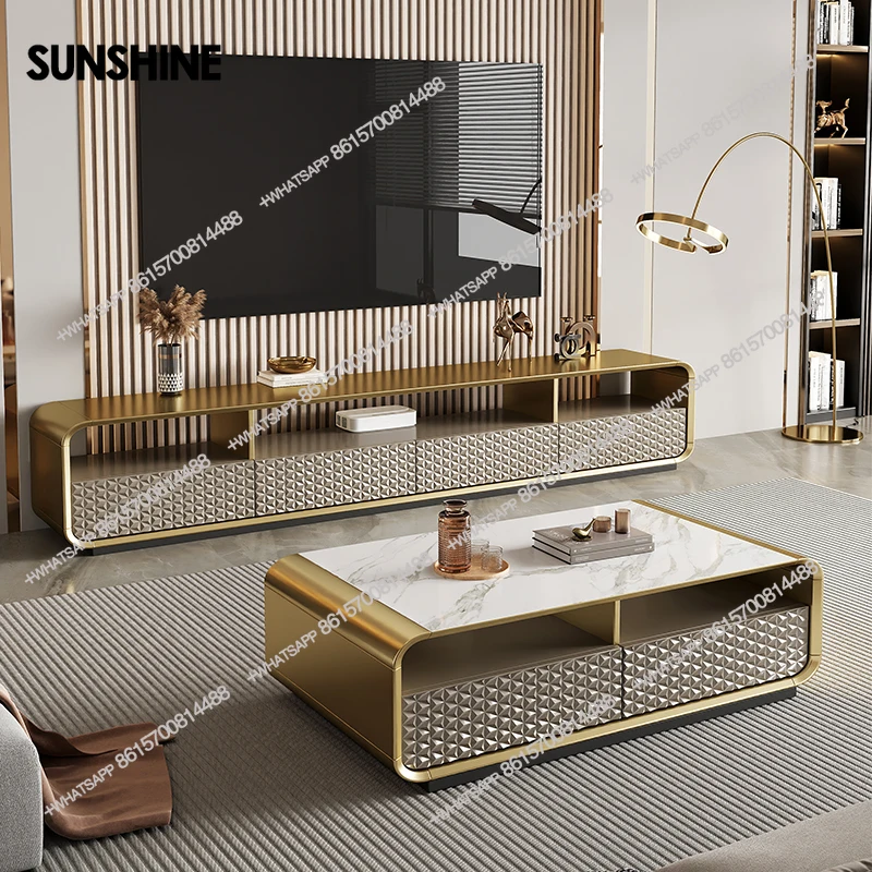 Italian light luxury TV cabinet coffee table combination modern minimalist living room, tea table
Italian light luxury TV cabinet coffee table combination modern minimalist living room, tea table