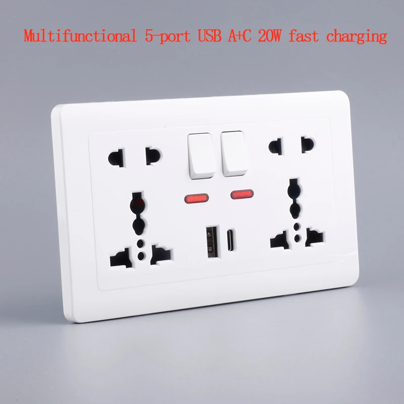 Multifunctional Universal British Standard USB Type-c Socket 20W Super Fast Charge 13A Square Hole USB Socket Panel 146 UK Type
Multifunctional Universal British Standard USB Type-c Socket 20W Super Fast Charge 13A Square Hole USB Socket Panel 146 UK Type