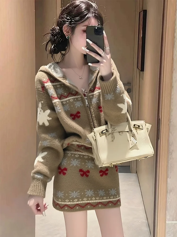 Коричневый вязаный комплект с принтом, женский модный осенне-зимний костюм-двойка V-Ne, длинный свитер свека и юбка, теплая, удобная
Коричневый вязаный комплект с принтом, женский модный осенне-зимний костюм-двойка V-Ne, длинный свитер свека и юбка, теплая, удобная