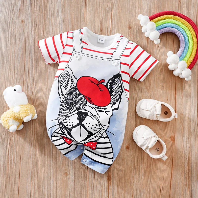 Summer fashion baby jumpsuit short sleeved fake two-piece shark baby boy and girl jumpsuit 
Summer fashion baby jumpsuit short sleeved fake two-piece shark baby boy and girl jumpsuit