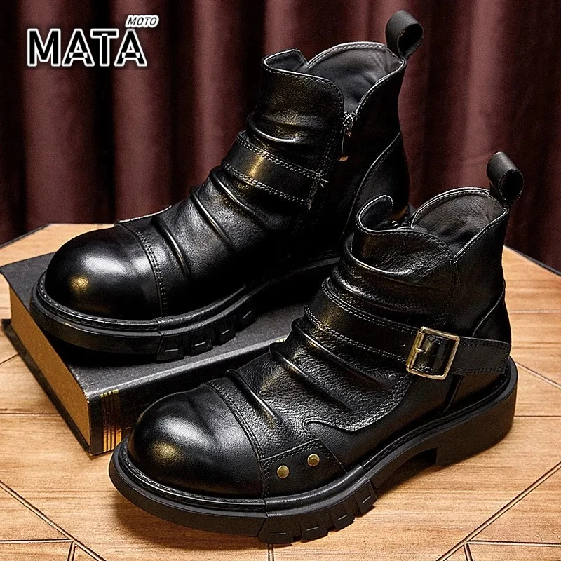 Handmade Punk Motorcycle Boots Men's Genuine Leather Boots British Style Boots Cowhide Workwear Short Shoes
Handmade Punk Motorcycle Boots Men's Genuine Leather Boots British Style Boots Cowhide Workwear Short Shoes