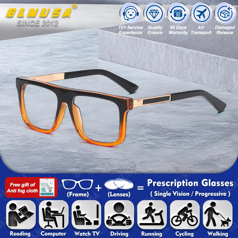 BLMUSA (L) Versatile Square Men Myopia Prescription Computer Glasses Anti Blue Ray Photochromic Progressive Optical Eyeglasses
BLMUSA (L) Versatile Square Men Myopia Prescription Computer Glasses Anti Blue Ray Photochromic Progressive Optical Eyeglasses