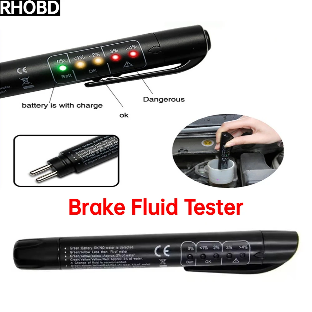 HOT 5 LED Car Brake Diagnostic Testing Tool Brake Fluid Tester Pen with Indicators Hydraulic Fluid Liquid Oil Moisture Analyzer
HOT 5 LED Car Brake Diagnostic Testing Tool Brake Fluid Tester Pen with Indicators Hydraulic Fluid Liquid Oil Moisture Analyzer