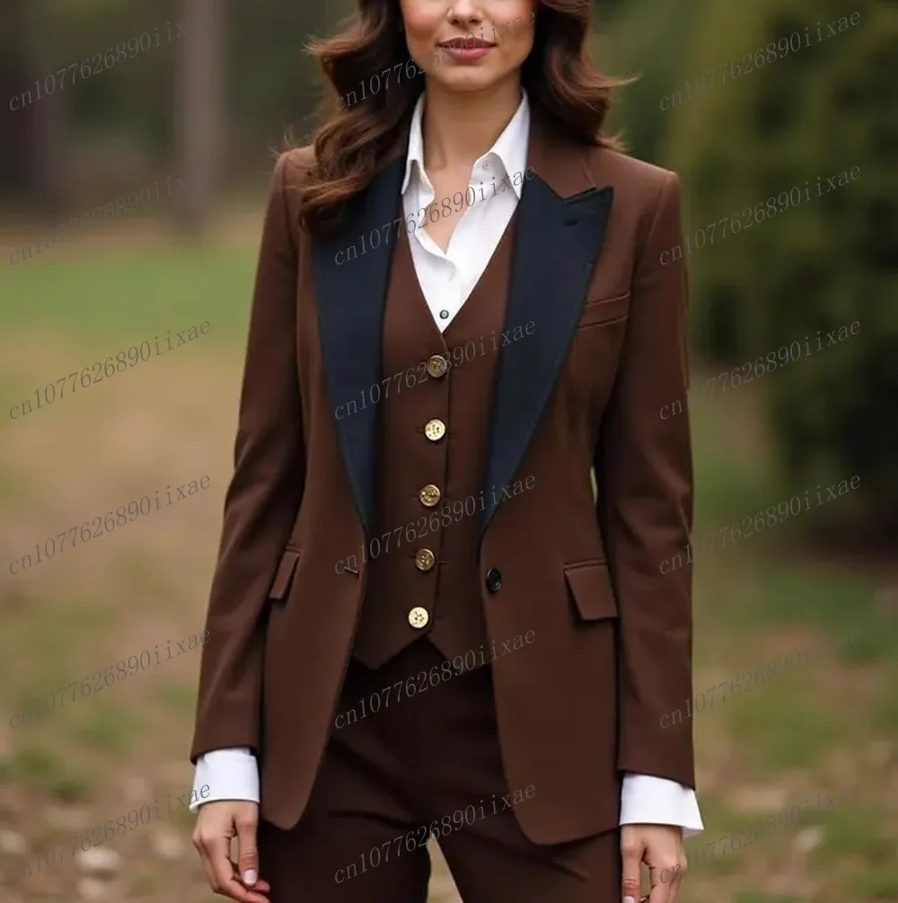 Black Collar And Brown Women Suits Lady Business Office Tuxedos Mother Wedding Party Formal Ladies 3 Piece Set Jacket Vest Pants
Black Collar And Brown Women Suits Lady Business Office Tuxedos Mother Wedding Party Formal Ladies 3 Piece Set Jacket Vest Pants