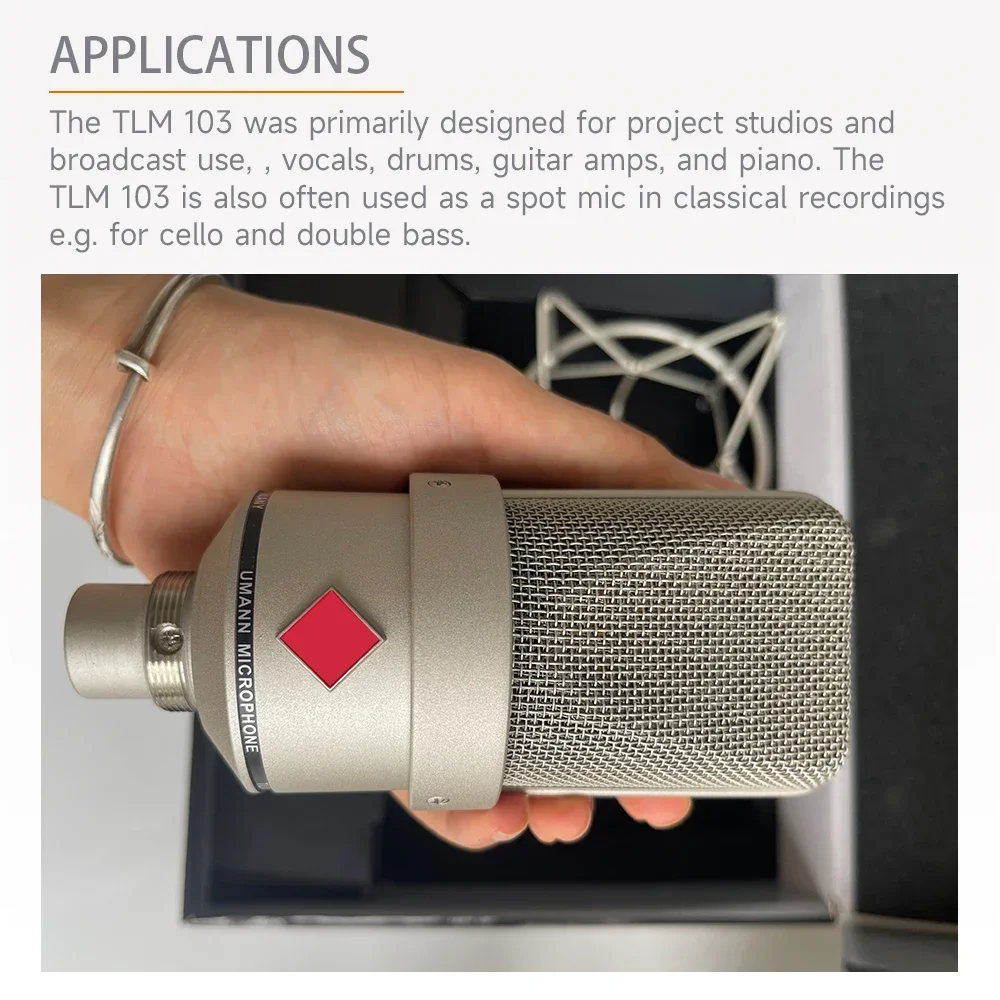 Pop Professional Studio Recording Condenser Microphone Recording Noise Cancelling Wired Metal Microfono Coedensador TLM103
Pop Professional Studio Recording Condenser Microphone Recording Noise Cancelling Wired Metal Microfono Coedensador TLM103