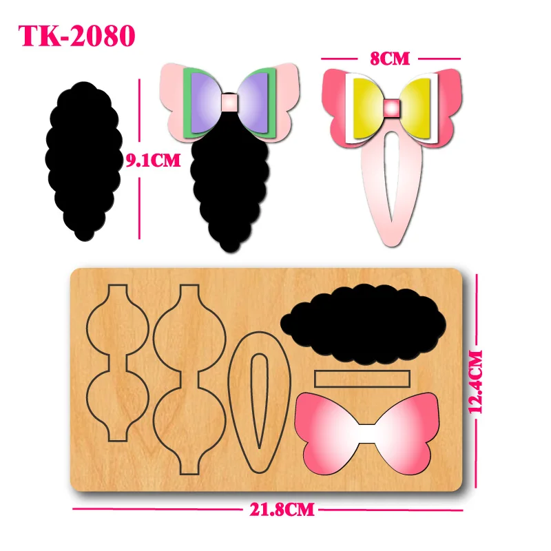 Bow hair clip wooden cutting mold, DIY handmade/can make beautiful hair accessories and handmade leather craft die-cutting mold
Bow hair clip wooden cutting mold, DIY handmade/can make beautiful hair accessories and handmade leather craft die-cutting mold