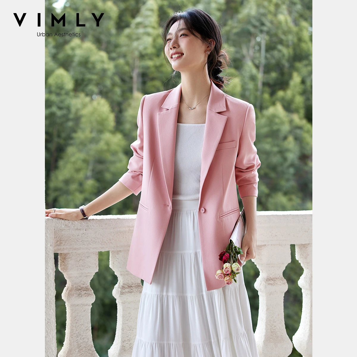 VIMLY Blazer Woman Long Sleeve Notched Casual Blazers Femmes Autumn 2025 Office Wear New Loose Button Ladies Blazers A1062
VIMLY Blazer Woman Long Sleeve Notched Casual Blazers Femmes Autumn 2025 Office Wear New Loose Button Ladies Blazers A1062