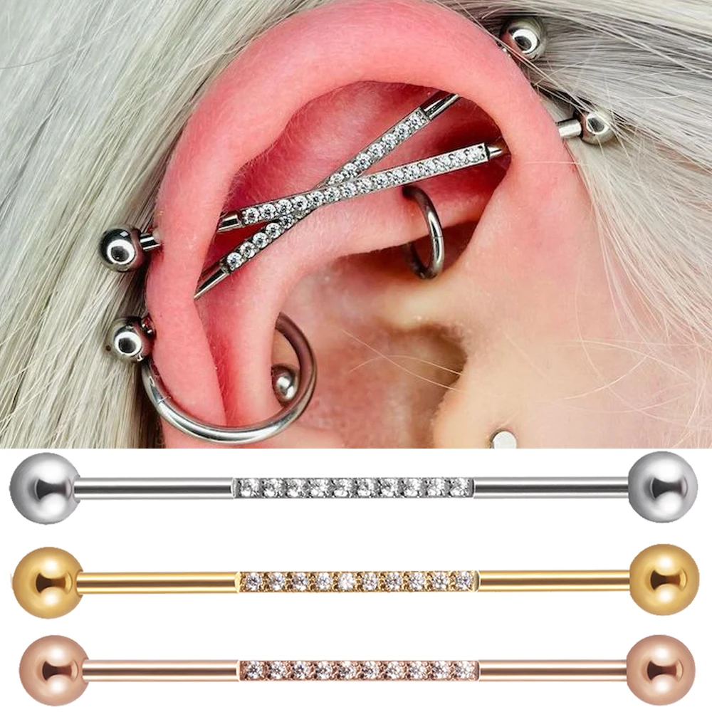 3PCS 14G Surgical Steel Industrial Scaffold Barbell For Women Men Front Paved Zircon Cartilage Earrings Piercing Jewelry 38mm
3PCS 14G Surgical Steel Industrial Scaffold Barbell For Women Men Front Paved Zircon Cartilage Earrings Piercing Jewelry 38mm
