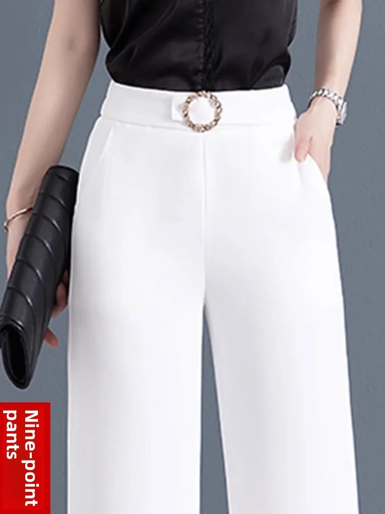 Ice Silk Wide Leg Pants Women's Summer Thin Vertical Sensation Suit Pants High Waist Loose Fit Korean Style Casual Trousers
Ice Silk Wide Leg Pants Women's Summer Thin Vertical Sensation Suit Pants High Waist Loose Fit Korean Style Casual Trousers