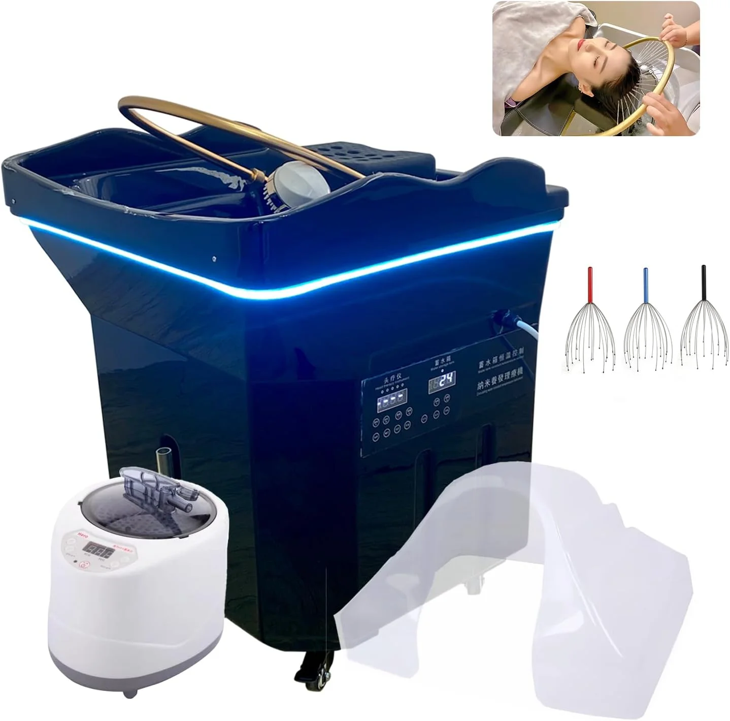 Head hydrotherapy equipment 60 liter water storage tank portable water circulation head hydrotherapy with fumigation sink
Head hydrotherapy equipment 60 liter water storage tank portable water circulation head hydrotherapy with fumigation sink