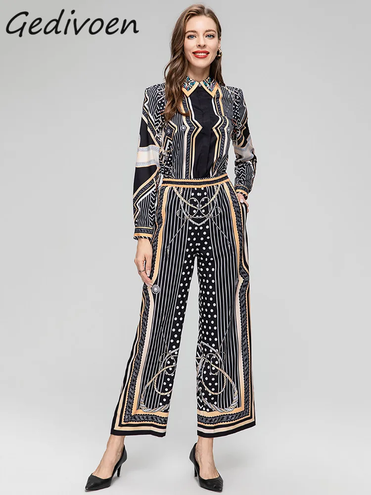 Gedivoen Summer Fashion Runway Vintage Casual Print Pants Set Women Diamond Lapel Shirts Top+Pocket Wide Leg Pants 2 Pieces Set
Gedivoen Summer Fashion Runway Vintage Casual Print Pants Set Women Diamond Lapel Shirts Top+Pocket Wide Leg Pants 2 Pieces Set
