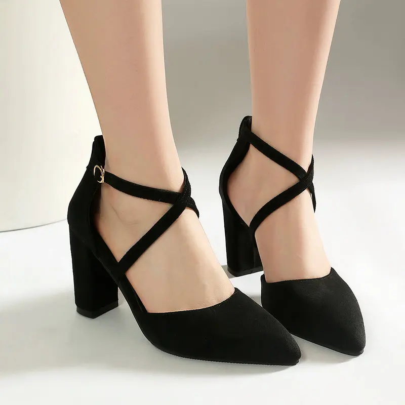 Faux Suede Leather Flock Nude Black Color Cross-trap Summer Mary Janes Hallow Block High Heels Office Home Ladies Sandals
Faux Suede Leather Flock Nude Black Color Cross-trap Summer Mary Janes Hallow Block High Heels Office Home Ladies Sandals