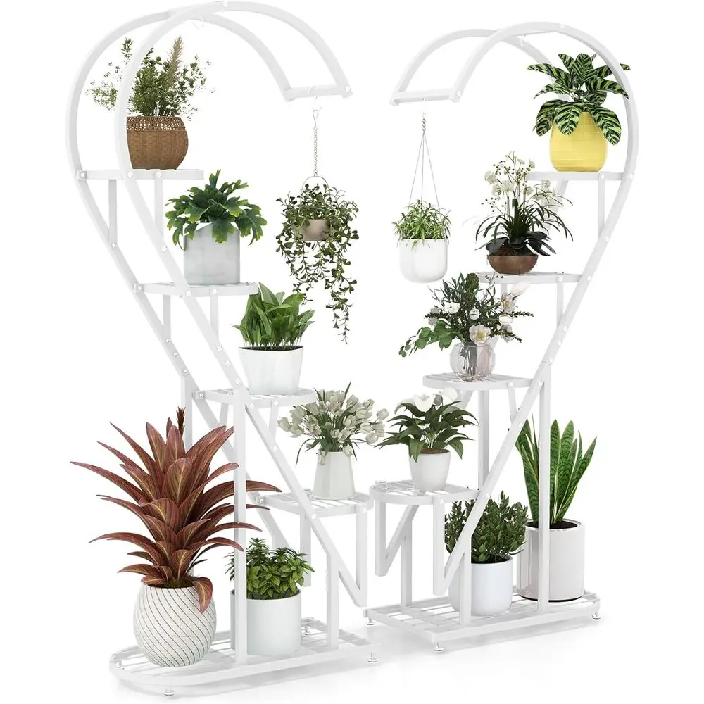 2-Pack Heart-Shaped Metal Plant Stands for Indoor and Outdoor Use: Stylish 5-Tier Display for Multiple Plants
2-Pack Heart-Shaped Metal Plant Stands for Indoor and Outdoor Use: Stylish 5-Tier Display for Multiple Plants