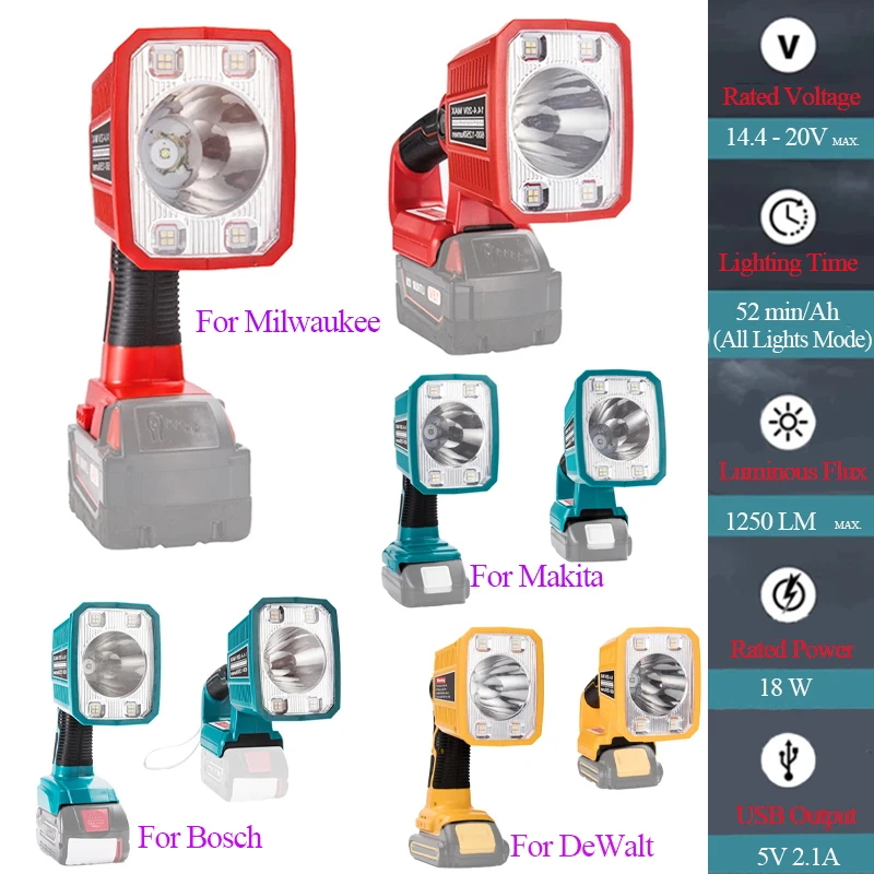 Car Work Lamp Li-ion Battery Adapter USB Charger Outdoor Work Light For Makita For DeWalt For Bosch For Milwaukee Li-ion Battery
Car Work Lamp Li-ion Battery Adapter USB Charger Outdoor Work Light For Makita For DeWalt For Bosch For Milwaukee Li-ion Battery