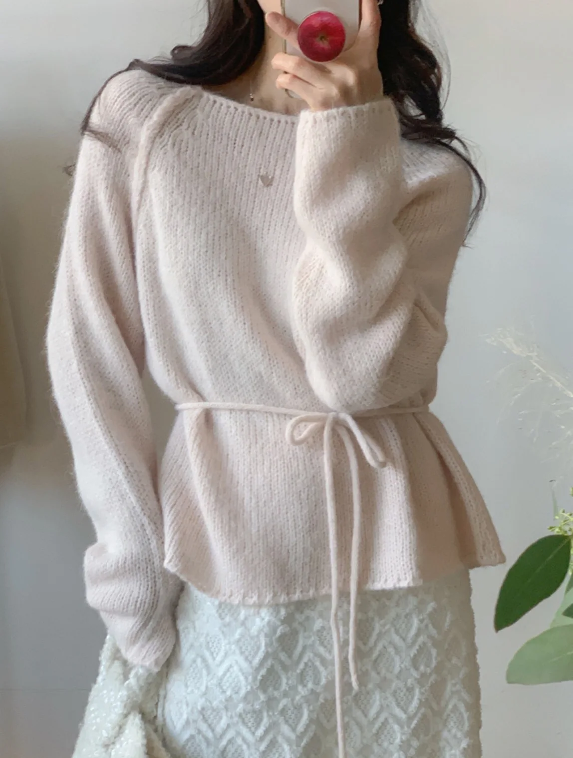 Chic Loose Cotton Knitted Sweater Women's round Ne Belted Waist Slimming Autumn Winter Sweet Versatile Knitwear
Chic Loose Cotton Knitted Sweater Women's round Ne Belted Waist Slimming Autumn Winter Sweet Versatile Knitwear