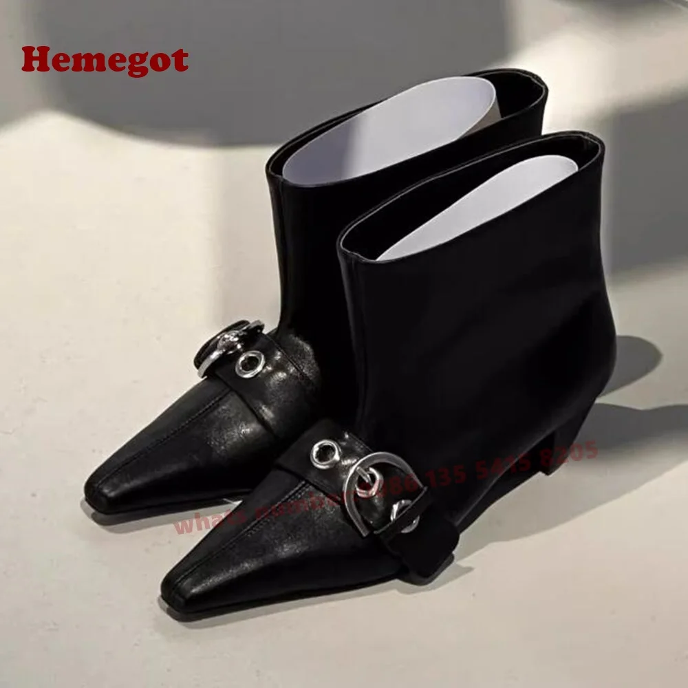 Black Buckled Kitten Heels Ankle Boots Square Toe Slip On Genuine Chelsea Boots Solid Winter Autumn Casual Shoes 2025 New Luxury
Black Buckled Kitten Heels Ankle Boots Square Toe Slip On Genuine Chelsea Boots Solid Winter Autumn Casual Shoes 2025 New Luxury