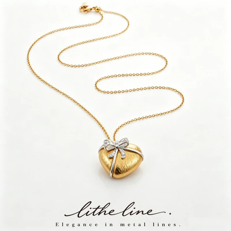 Litheline 24K Gold Plated Brass Bowknot Heart Pendant Necklace, Two-Tone CZ Accent Skin-Safe Romantic Gift Jewelry
Litheline 24K Gold Plated Brass Bowknot Heart Pendant Necklace, Two-Tone CZ Accent Skin-Safe Romantic Gift Jewelry