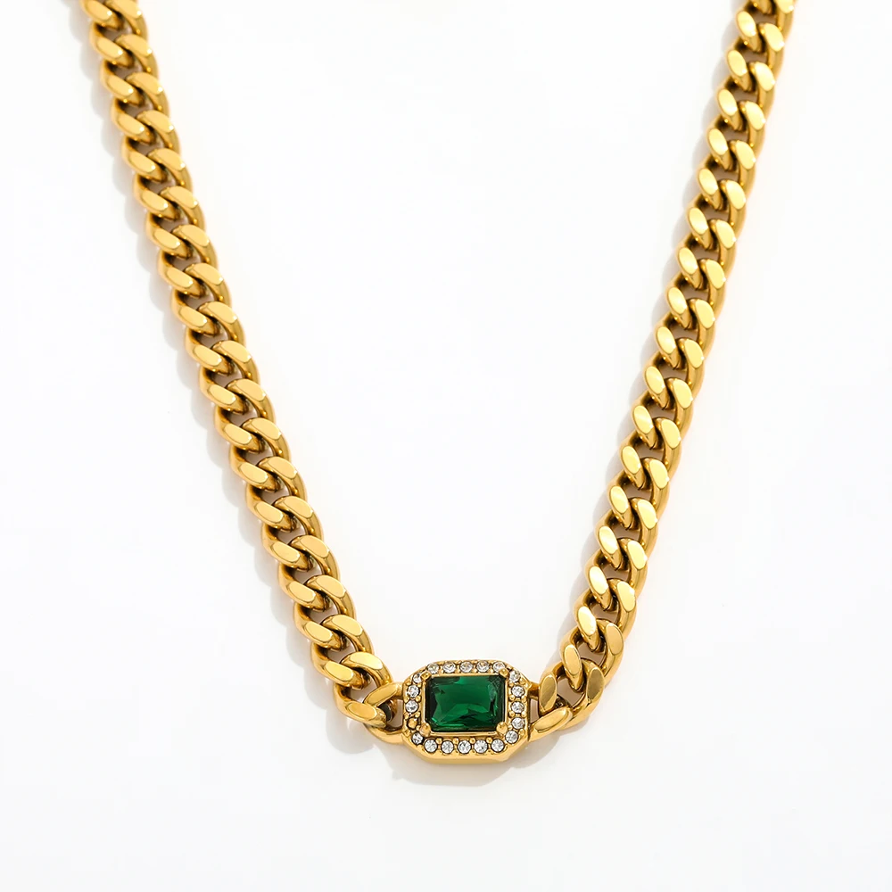 Joolim Jewelry Wholesale Fashion Tarnish Free Light Luxury Retro Emerald Zircon Pendant Stainless Steel Necklace For Women
Joolim Jewelry Wholesale Fashion Tarnish Free Light Luxury Retro Emerald Zircon Pendant Stainless Steel Necklace For Women