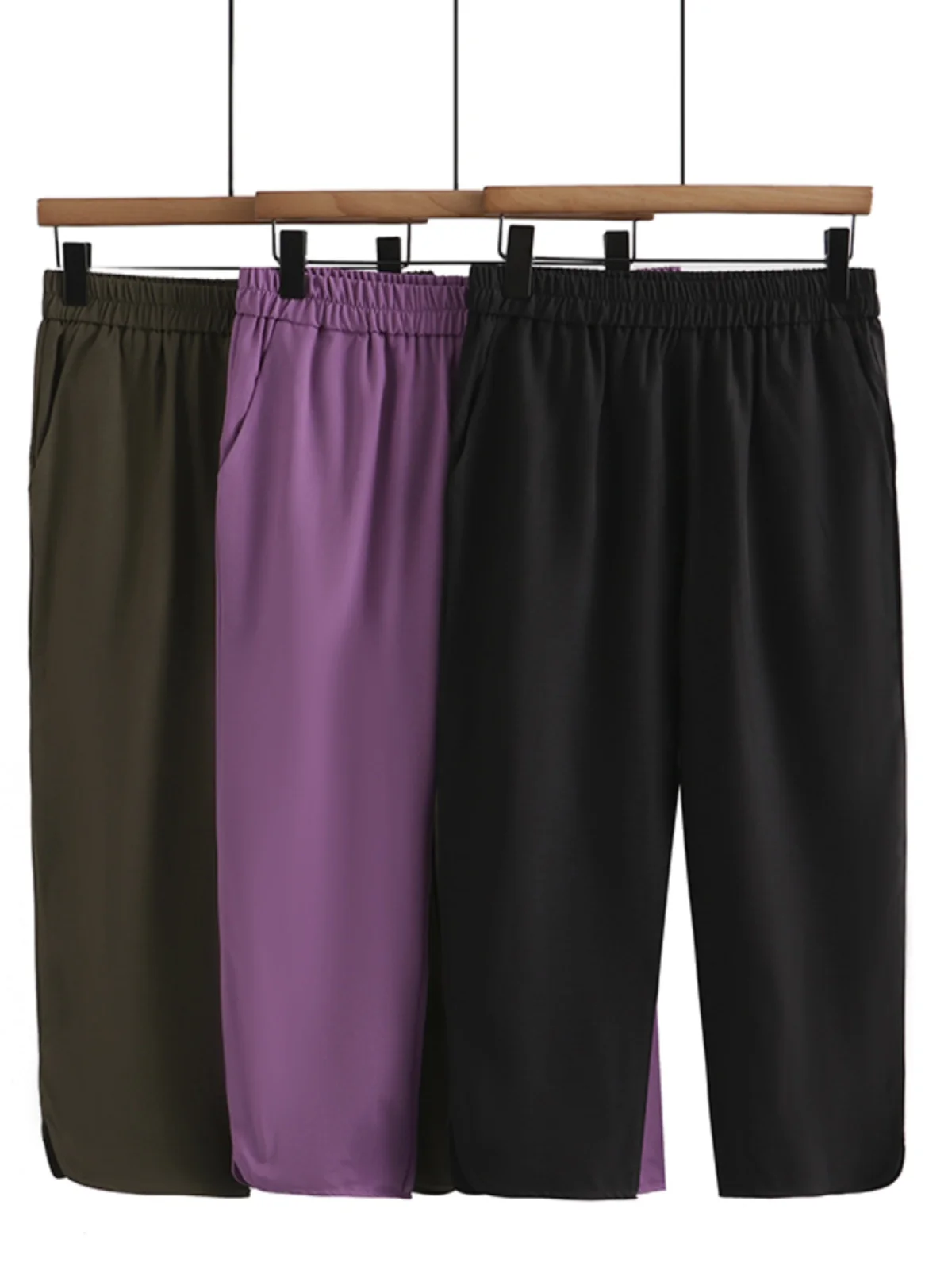 Summer Casual High Waist Straight Leg Seven-Foot Pants plus Size Elastic Waist Design Sports Split Quick Dry Pants Korean Style
Summer Casual High Waist Straight Leg Seven-Foot Pants plus Size Elastic Waist Design Sports Split Quick Dry Pants Korean Style