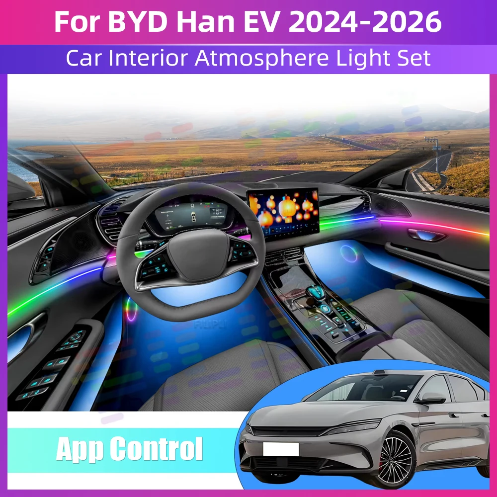 Светодиодная подсветка салона для BYD Han EV 2024-2026: Декоративные RGB-лампы с управлением через приложение и пультом ДУ для создания атмосферы
Светодиодная подсветка салона для BYD Han EV 2024-2026: Декоративные RGB-лампы с управлением через приложение и пультом ДУ для создания атмосферы