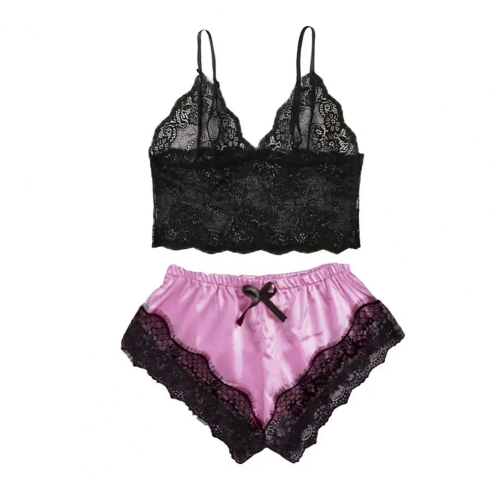 Sexy 2Pcs Lace Women Sleepwear Set Charming Elastic Solid Color Camisole Shorts Lace Summer Sleepwear Set for Honeymoon
Sexy 2Pcs Lace Women Sleepwear Set Charming Elastic Solid Color Camisole Shorts Lace Summer Sleepwear Set for Honeymoon