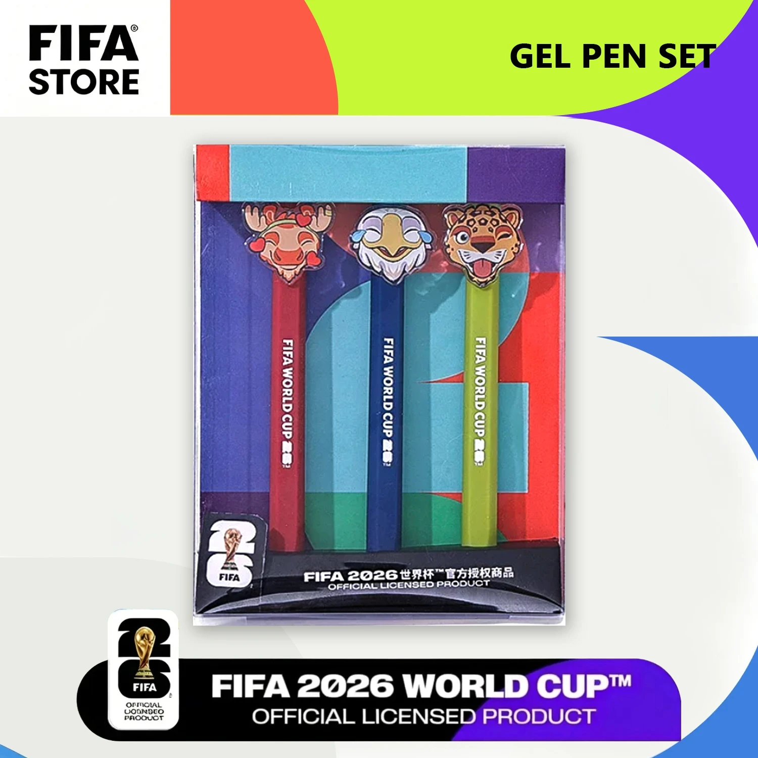 FIFA 2026 World Cup (USA, Canada, Mexico) Mascot Gel Pen Set, Retractable Quick-Drying Gel Pens for Exam & Office
FIFA 2026 World Cup (USA, Canada, Mexico) Mascot Gel Pen Set, Retractable Quick-Drying Gel Pens for Exam & Office