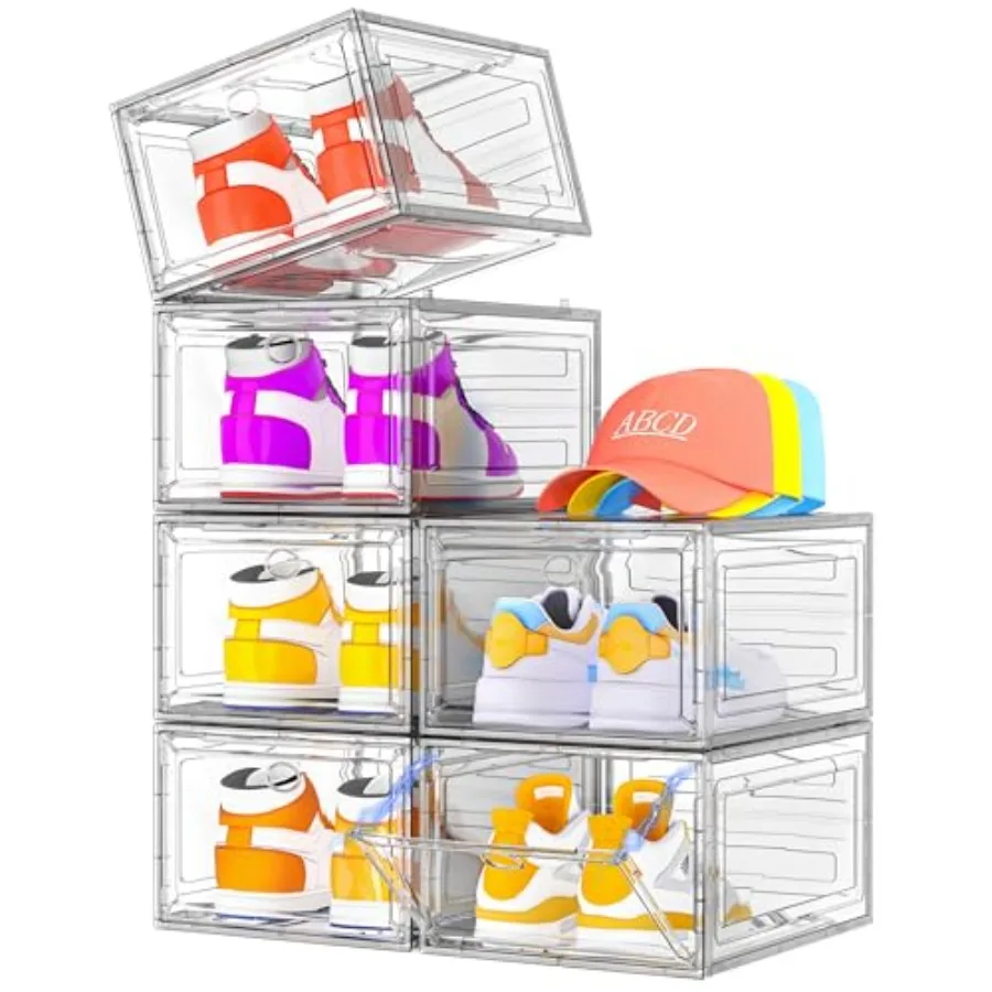 Thickened Clear Shoe Storage Organizer with Magnetic Door, Sturdy Stackable Shoe Boxes for Closet, Collapsible Space-Saving Sho
Thickened Clear Shoe Storage Organizer with Magnetic Door, Sturdy Stackable Shoe Boxes for Closet, Collapsible Space-Saving Sho
