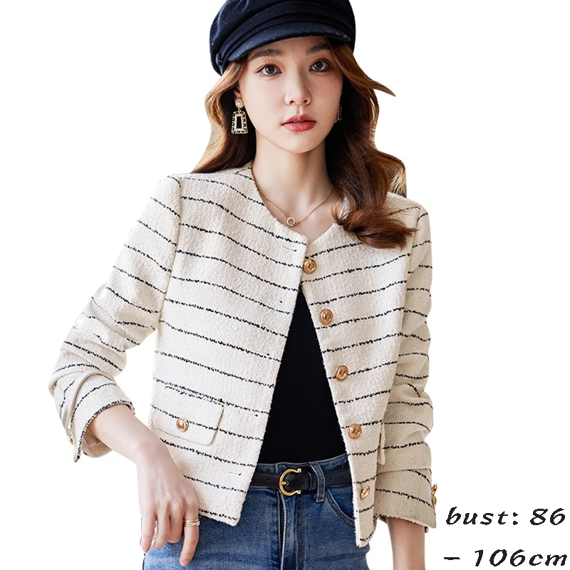 High quality short blazer for women striped jacket single breasted wool blend spring 2024 elegant fashion clothes - white
High quality short blazer for women striped jacket single breasted wool blend spring 2024 elegant fashion clothes - white