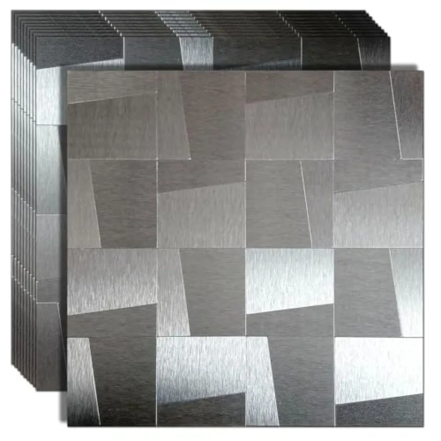 Kitchen and bathroom backsplash application, brushed aluminum, light black, self-adhesive 3D subway tiles with peel-and-stick e
Kitchen and bathroom backsplash application, brushed aluminum, light black, self-adhesive 3D subway tiles with peel-and-stick e