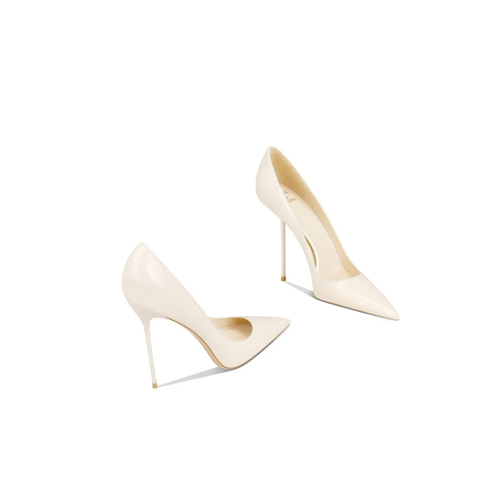 New Spring French Style Pointed Toe Thin Heel Pumps Women White Patent Leather High Heels
New Spring French Style Pointed Toe Thin Heel Pumps Women White Patent Leather High Heels