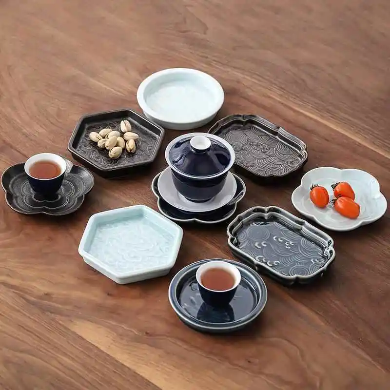 Ceramic Tea Tray Chinese Style Dessert Plate Snack Dry Fruit Cake Plate Cup Mat Ring Holder Dining Table Decorations
Ceramic Tea Tray Chinese Style Dessert Plate Snack Dry Fruit Cake Plate Cup Mat Ring Holder Dining Table Decorations