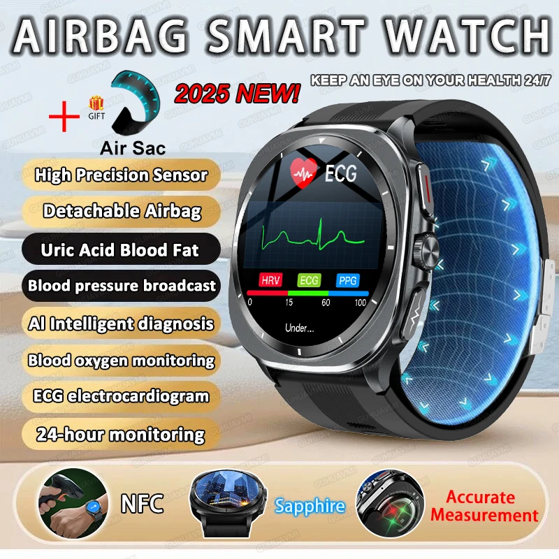 2025New Nursing Grade Air Pump Airbag Accurate Measure ECG Blood oxygen SmartWatches Men Blood Pressure Fitness Sport SmartWatch
2025New Nursing Grade Air Pump Airbag Accurate Measure ECG Blood oxygen SmartWatches Men Blood Pressure Fitness Sport SmartWatch