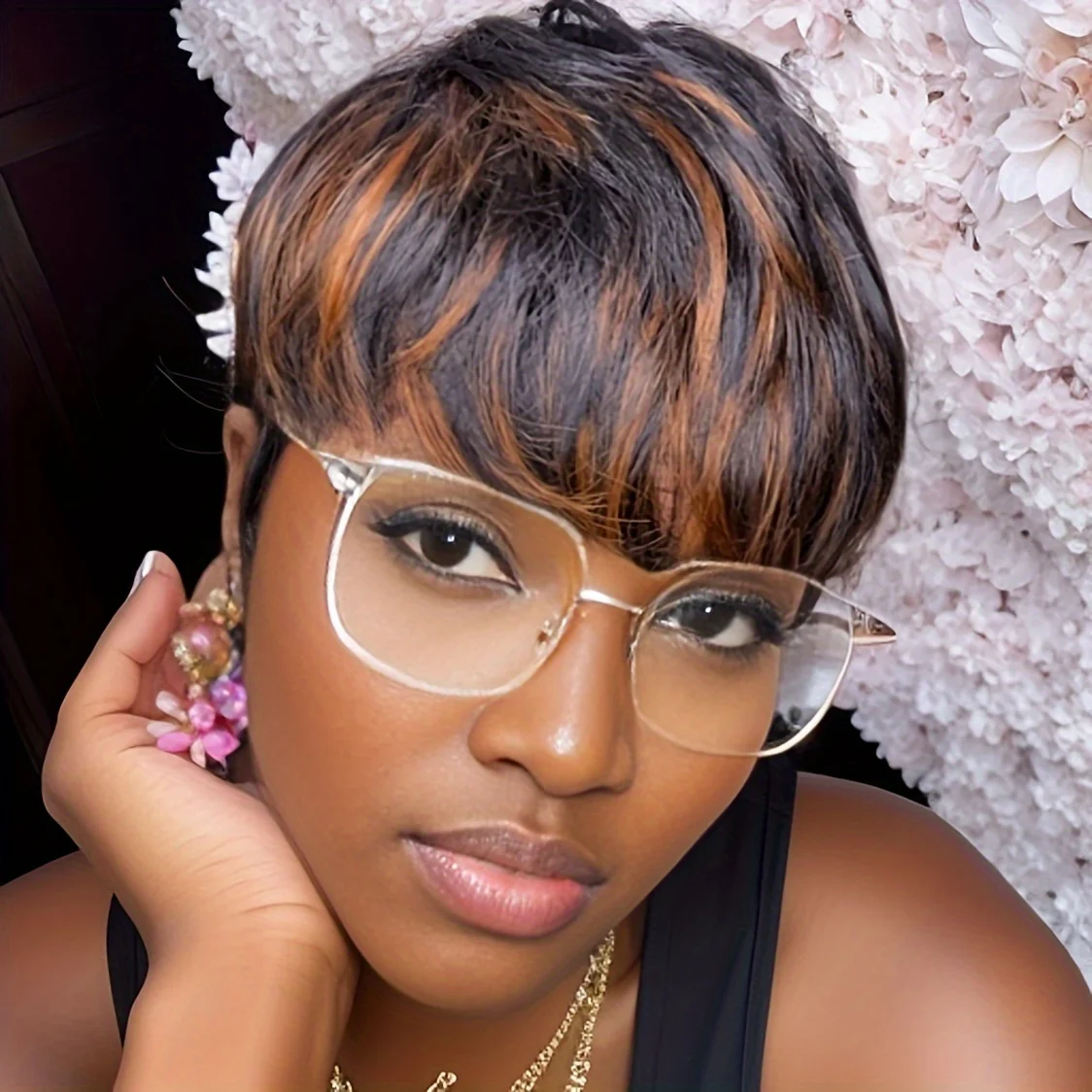 Highlight Pixie Cut Mixed Color1B/ 30 Hair Style Short Straight human hair Wigs With Bangs For Women
Highlight Pixie Cut Mixed Color1B/ 30 Hair Style Short Straight human hair Wigs With Bangs For Women