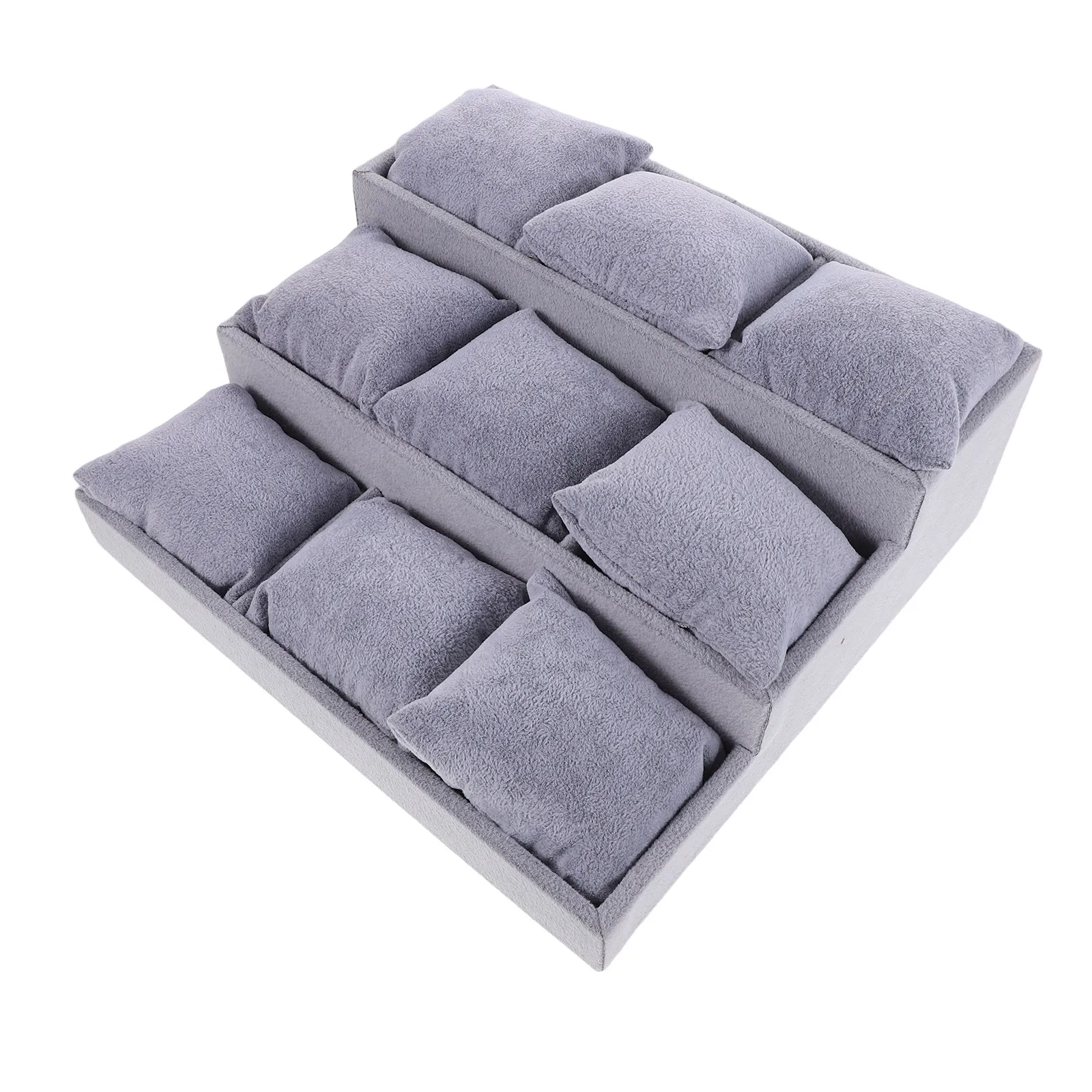 3-Tier 9-Grid Watch Display Tray with Removable Pillows Jewelry Organizer for Bracelets Bangles Countertop Dresser Travel
3-Tier 9-Grid Watch Display Tray with Removable Pillows Jewelry Organizer for Bracelets Bangles Countertop Dresser Travel
