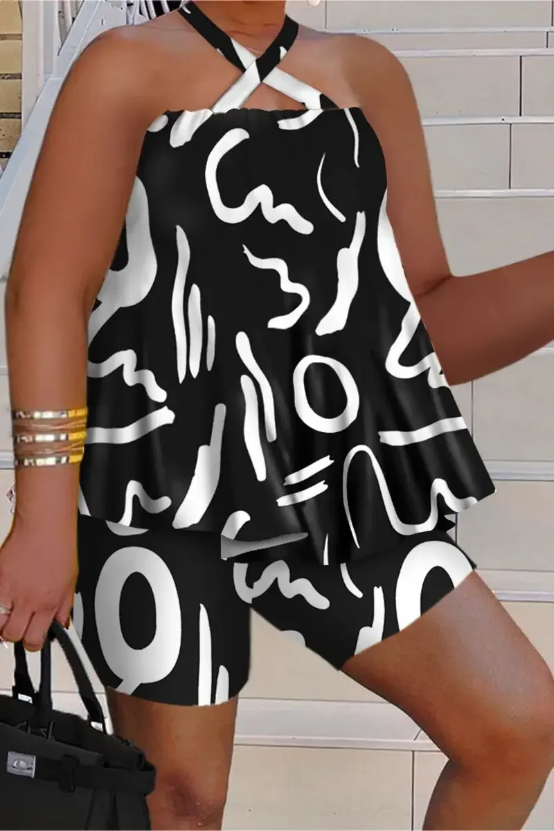 Summer New Hanging Neck Off Shoulder Top and Shorts Two Piece Women's Loose Color Print Street Style Casual Set
Summer New Hanging Neck Off Shoulder Top and Shorts Two Piece Women's Loose Color Print Street Style Casual Set