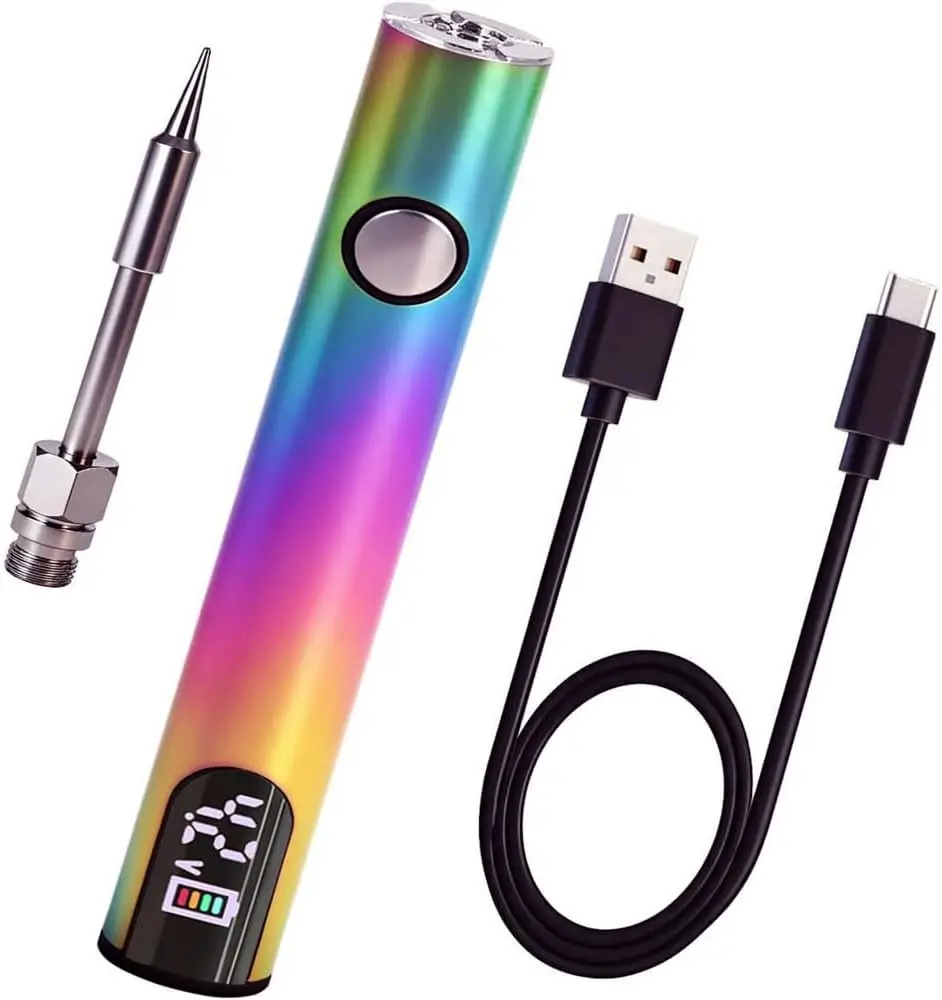Portable Soldering Iron with LED Display, Rechargeable Cordless 40W, 300-450°C Adjustable, for DIY Repairs
Portable Soldering Iron with LED Display, Rechargeable Cordless 40W, 300-450°C Adjustable, for DIY Repairs