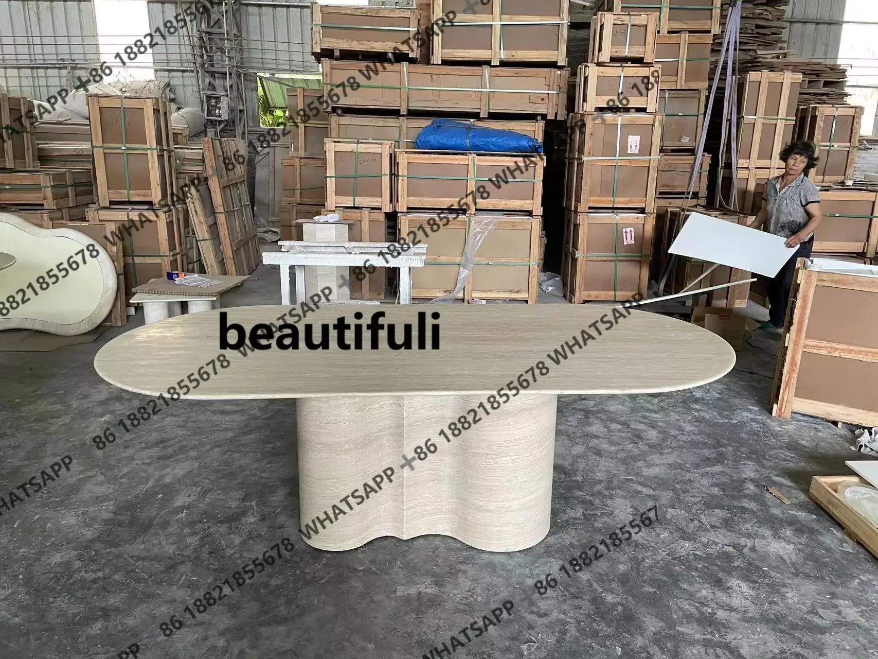 ZJLight luxury high-end dining table, natural travertine restaurant, art marble oval dining table
ZJLight luxury high-end dining table, natural travertine restaurant, art marble oval dining table