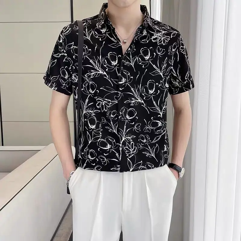 Broken Flowers Vintage Printed Shirts Men's Clothing Polo-Neck Casual Summer New Short Sleeve Fashionable Single-breasted Shirts
Broken Flowers Vintage Printed Shirts Men's Clothing Polo-Neck Casual Summer New Short Sleeve Fashionable Single-breasted Shirts