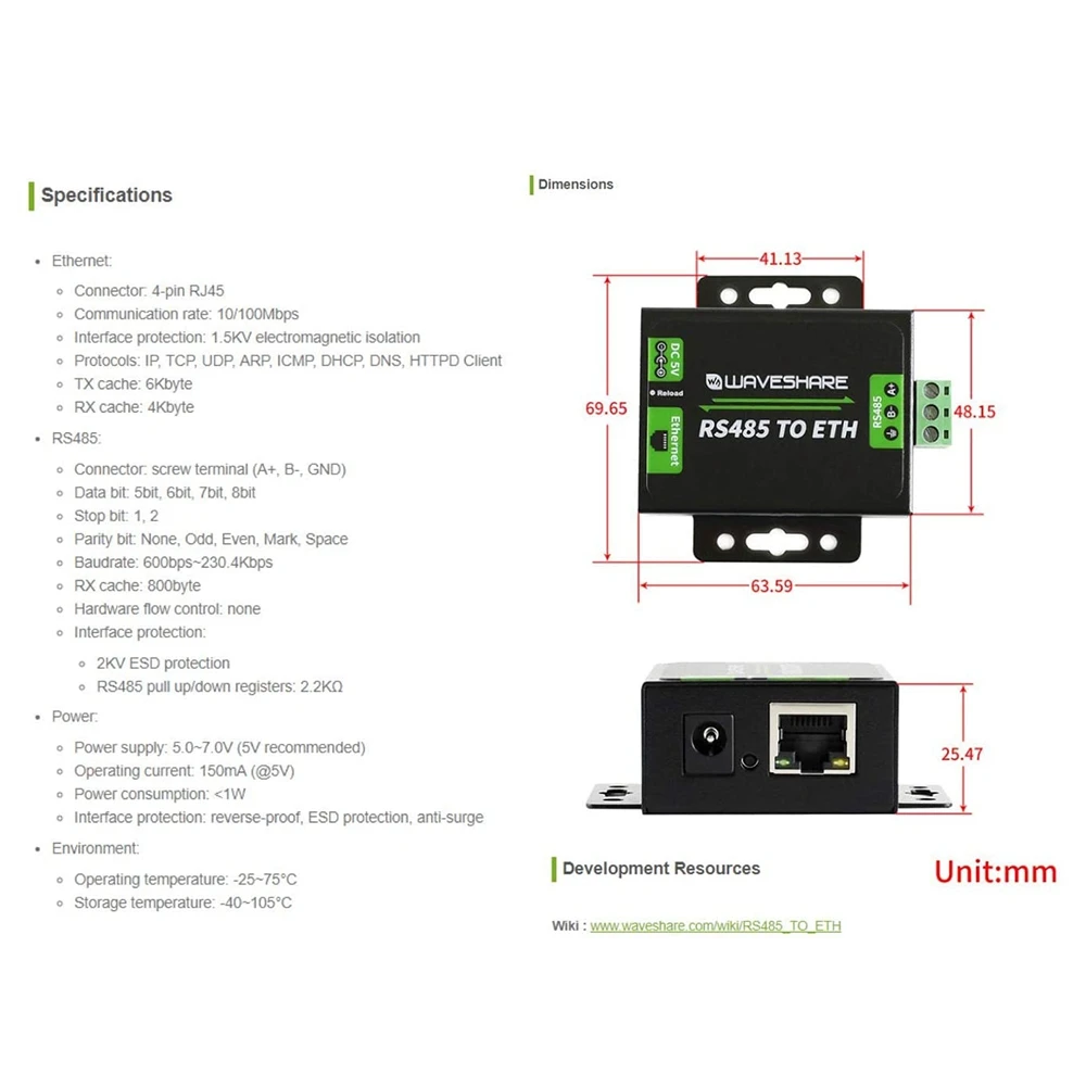 -ESTR RS485 To Ethernet Converter With High-Speed Low-Power High-Stability RS485 To RJ45 Easy To Communicate Between US Plug
-ESTR RS485 To Ethernet Converter With High-Speed Low-Power High-Stability RS485 To RJ45 Easy To Communicate Between US Plug
