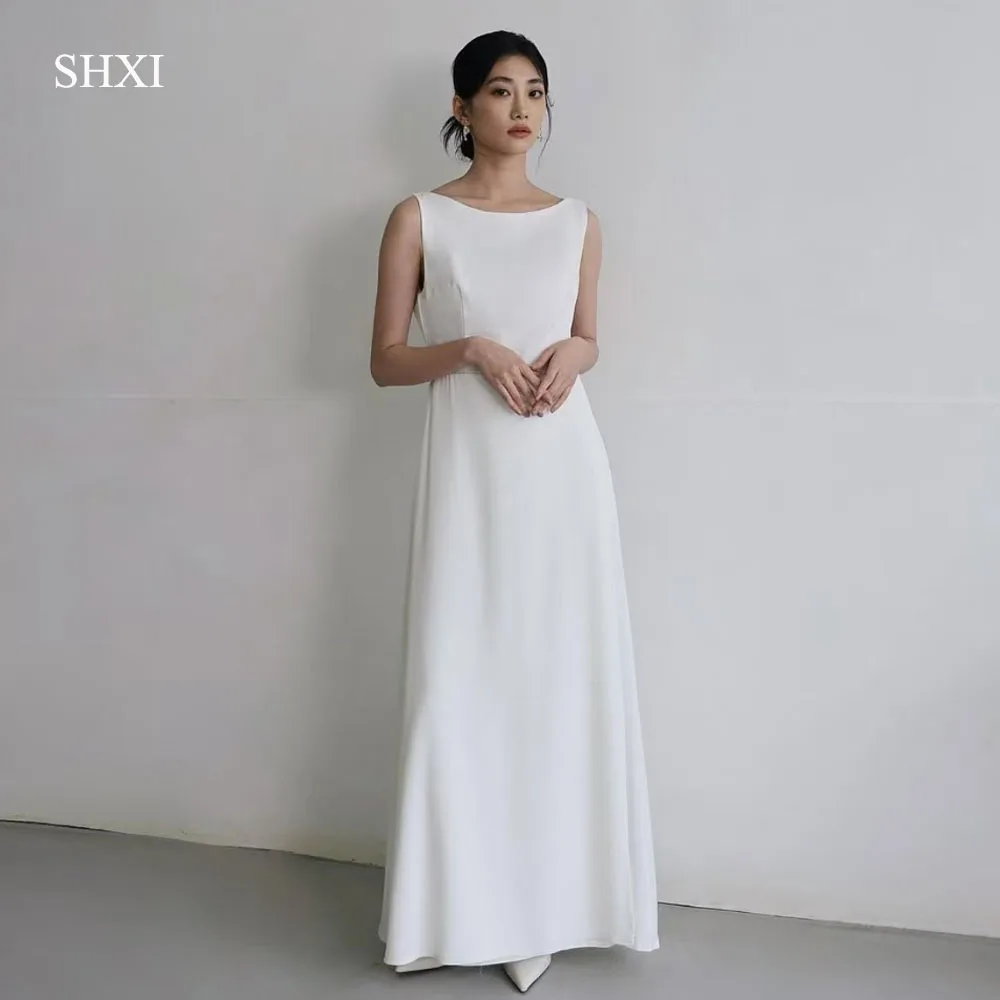 SHXI Simple Boat neck Korean Wedding Team Dress Photo shoot Elegant Backless Forging Bride Dress Custom White Long Skirt 2025
SHXI Simple Boat neck Korean Wedding Team Dress Photo shoot Elegant Backless Forging Bride Dress Custom White Long Skirt 2025