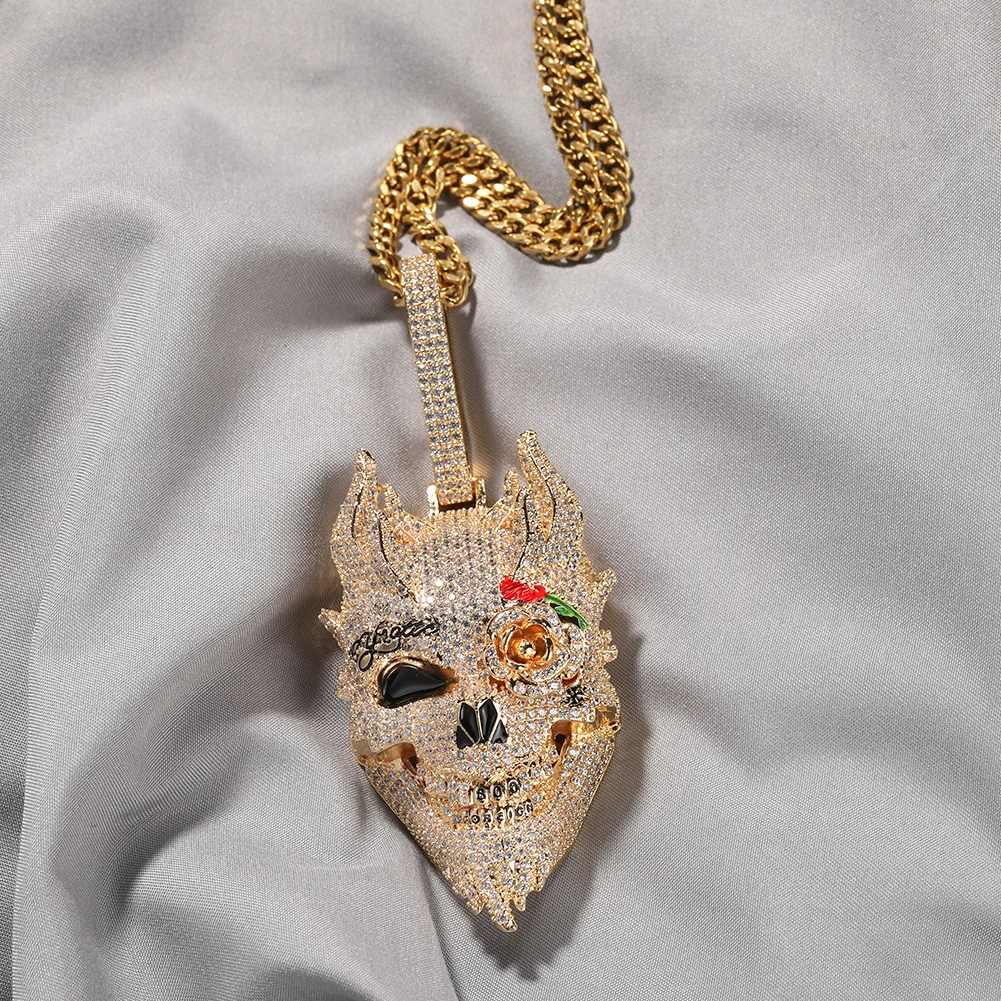 Men's and women's necklaces, gold-plated zircon, demon skull, hip-hop rock, fashionable jewelry, party accessories
Men's and women's necklaces, gold-plated zircon, demon skull, hip-hop rock, fashionable jewelry, party accessories