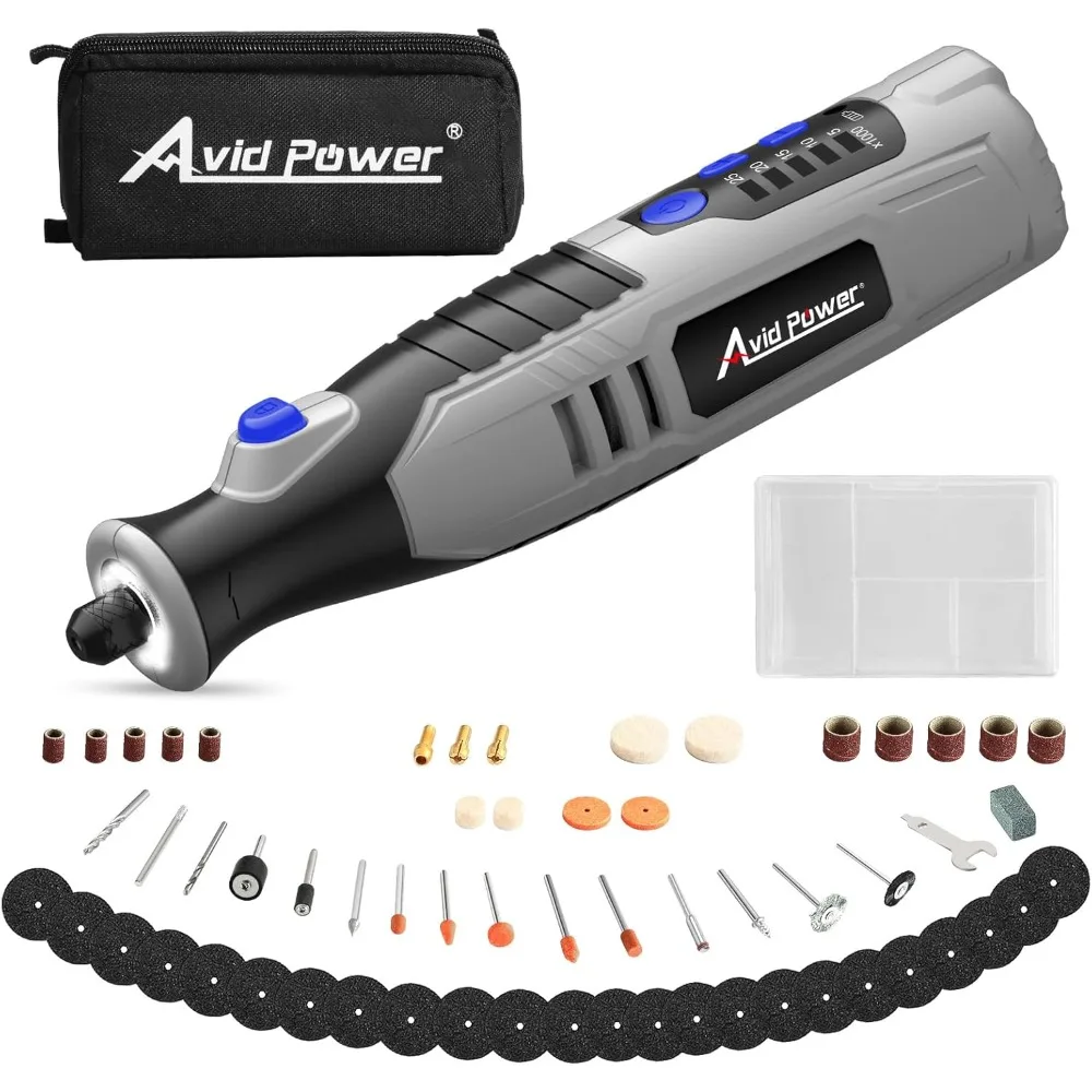 Cordless Rechargeable Rotary Tool 8V with 60 Pcs Accessories LED Lights 5 Speeds for Engraving Polishing Cutting Sanding
Cordless Rechargeable Rotary Tool 8V with 60 Pcs Accessories LED Lights 5 Speeds for Engraving Polishing Cutting Sanding