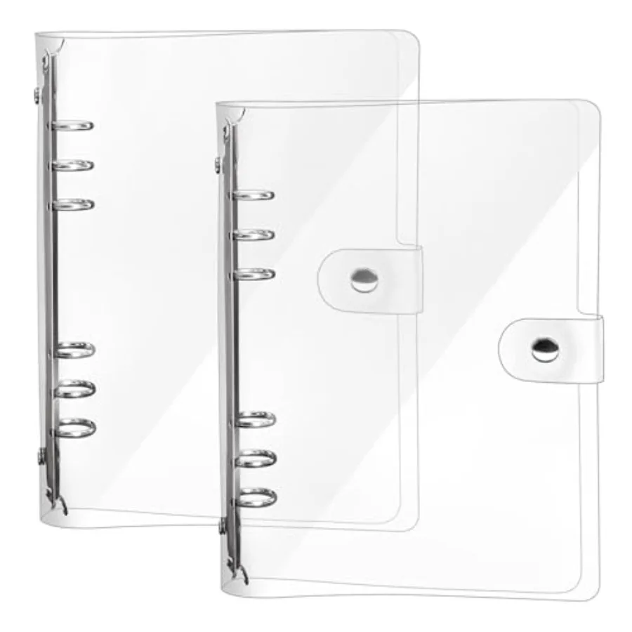 2 Pack A5 Transparent Soft PVC 6-Hole Binder Notebook Covers with Snap Button Closure - Refillable, Round Ring, for Cover Prote
2 Pack A5 Transparent Soft PVC 6-Hole Binder Notebook Covers with Snap Button Closure - Refillable, Round Ring, for Cover Prote