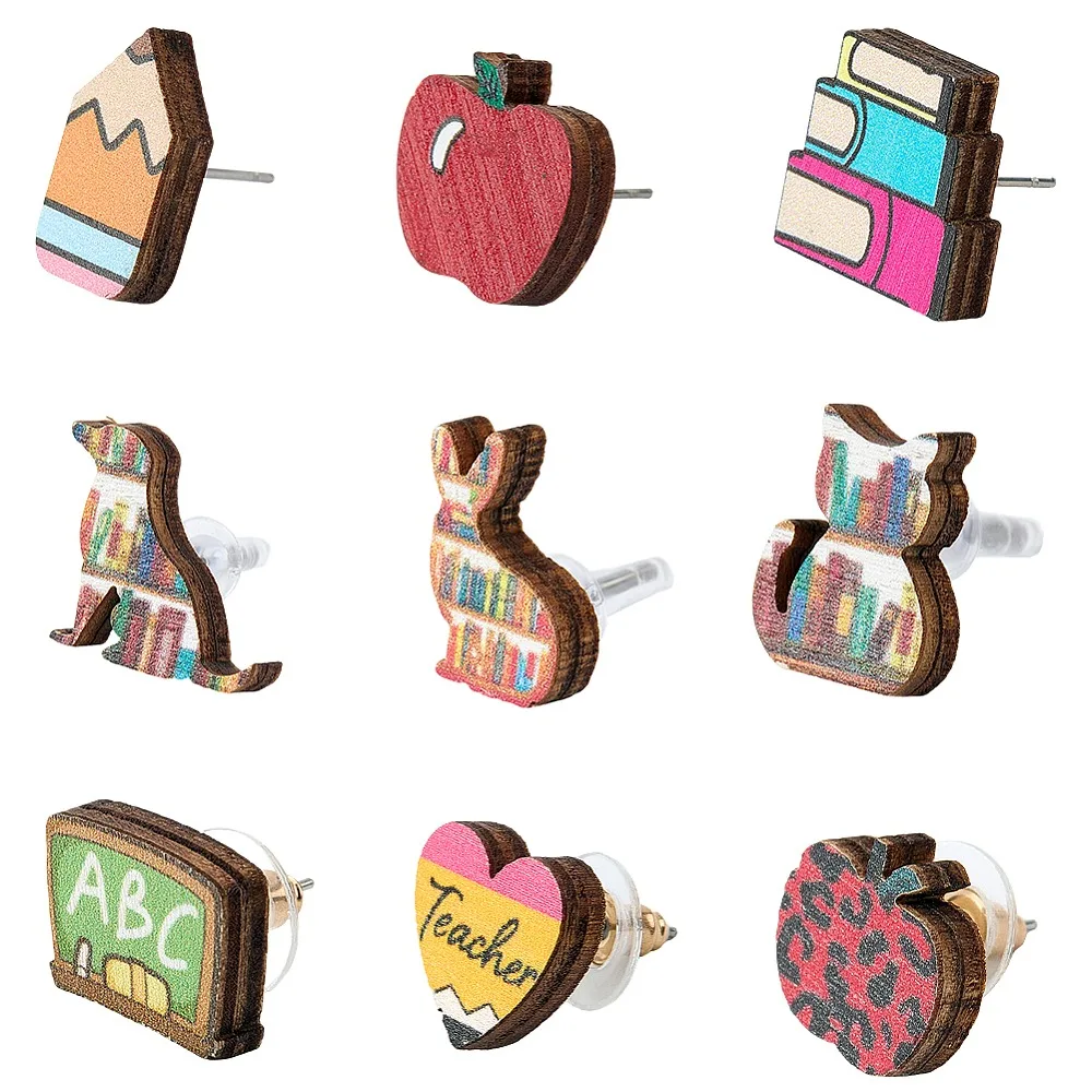 Study Theme Stud Earring Sets With Wood and Steel Needle Platinum Mixed Shapes 12~15.5x8.5~21mm
Study Theme Stud Earring Sets With Wood and Steel Needle Platinum Mixed Shapes 12~15.5x8.5~21mm