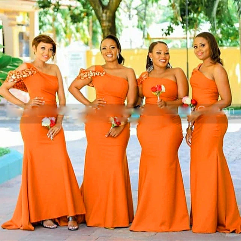 Orange Crystal Long Bridesmaid Dresses Mermaid One Shoulder Sleeveless Dress Wedding Party Maid Of Honor
Orange Crystal Long Bridesmaid Dresses Mermaid One Shoulder Sleeveless Dress Wedding Party Maid Of Honor
