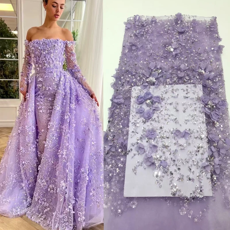 2025 Popular Design Africa's Latest Light Luxury 3D Three-dimensional Lilac Tulle Embroidered Lace Evening Dress Fabric XL6353
2025 Popular Design Africa's Latest Light Luxury 3D Three-dimensional Lilac Tulle Embroidered Lace Evening Dress Fabric XL6353