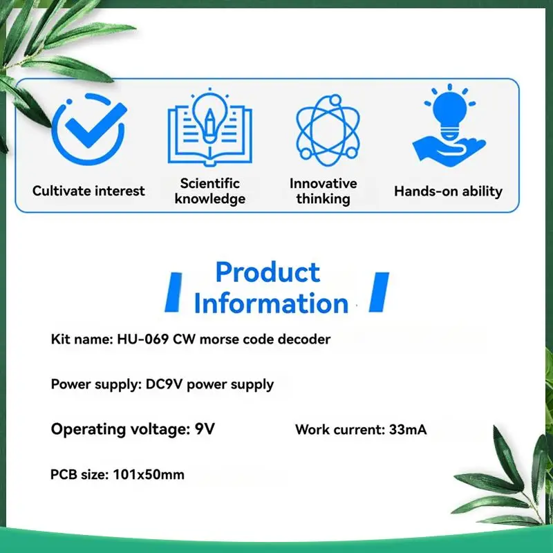 CW Trainer Morse Code Training Morse Code Decoder Components DIY Electronic Component Kit A US Plug
CW Trainer Morse Code Training Morse Code Decoder Components DIY Electronic Component Kit A US Plug
