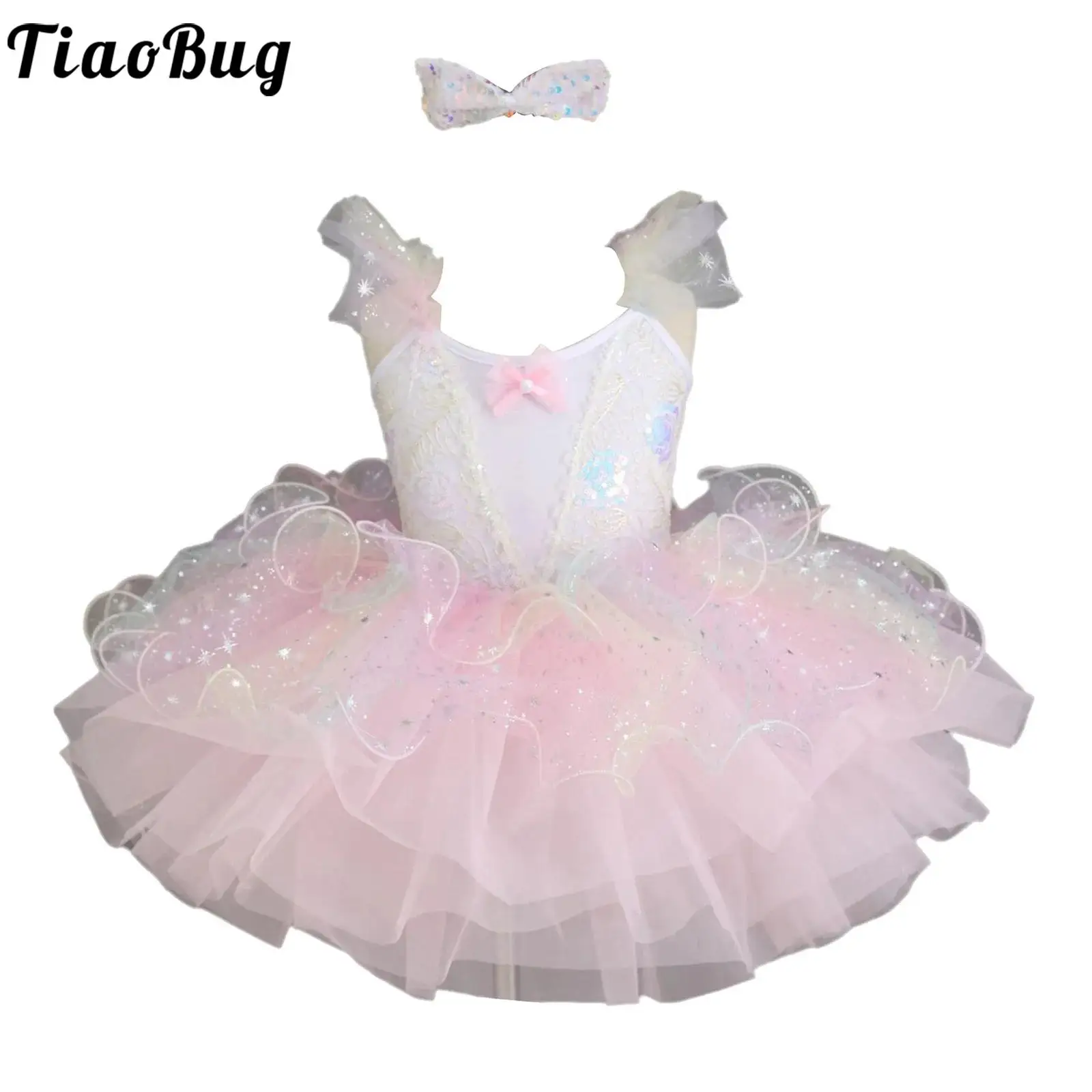 Kids Girls Tutu Ballet Dance Dress Leotards Ballerina Ruffle Sleeves Sequin Layered Tulle Dress for Performance Competition
Kids Girls Tutu Ballet Dance Dress Leotards Ballerina Ruffle Sleeves Sequin Layered Tulle Dress for Performance Competition