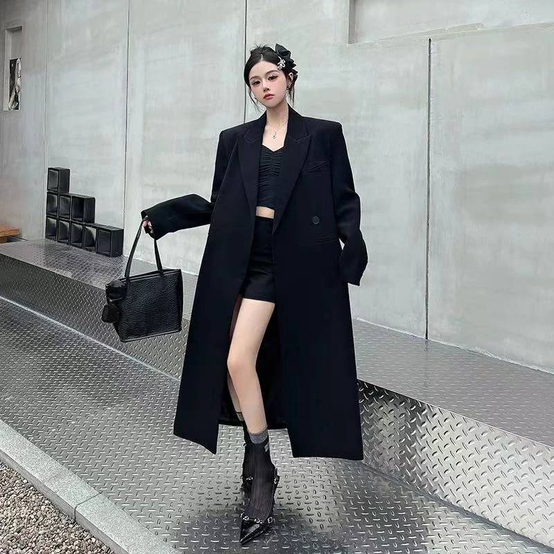 Winter Thick Black Midi Coats for Women Y2K Warm Double Breasted Loose Jacket Fashion Loose Streetwear All Match Long Outerwear
Winter Thick Black Midi Coats for Women Y2K Warm Double Breasted Loose Jacket Fashion Loose Streetwear All Match Long Outerwear